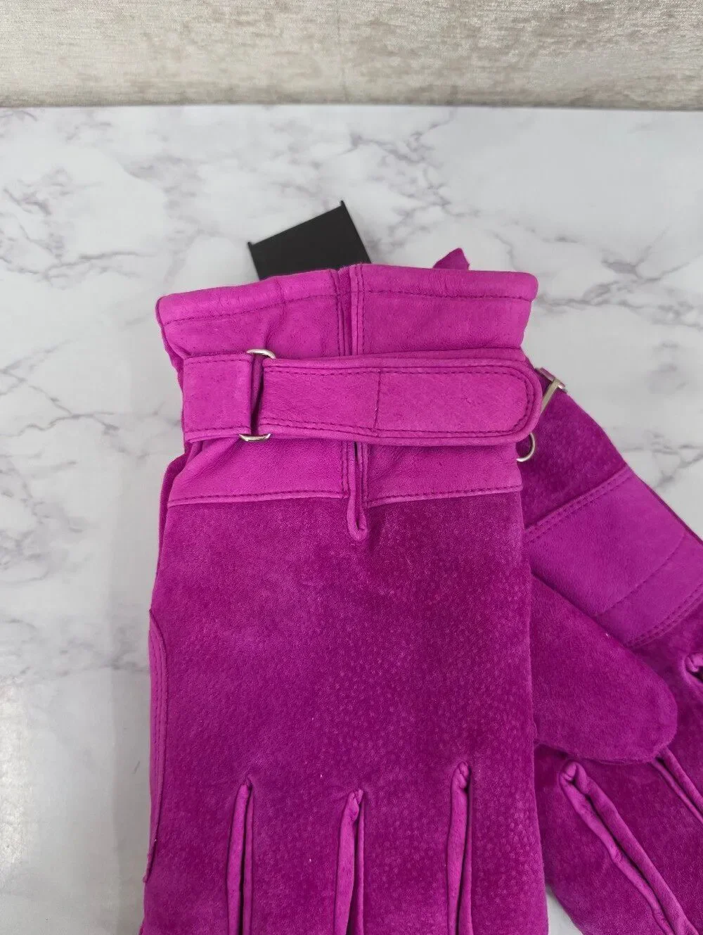Wilsons Leather Fuchsia Pink Suede Winter Gloves Faux Sherpa Lining